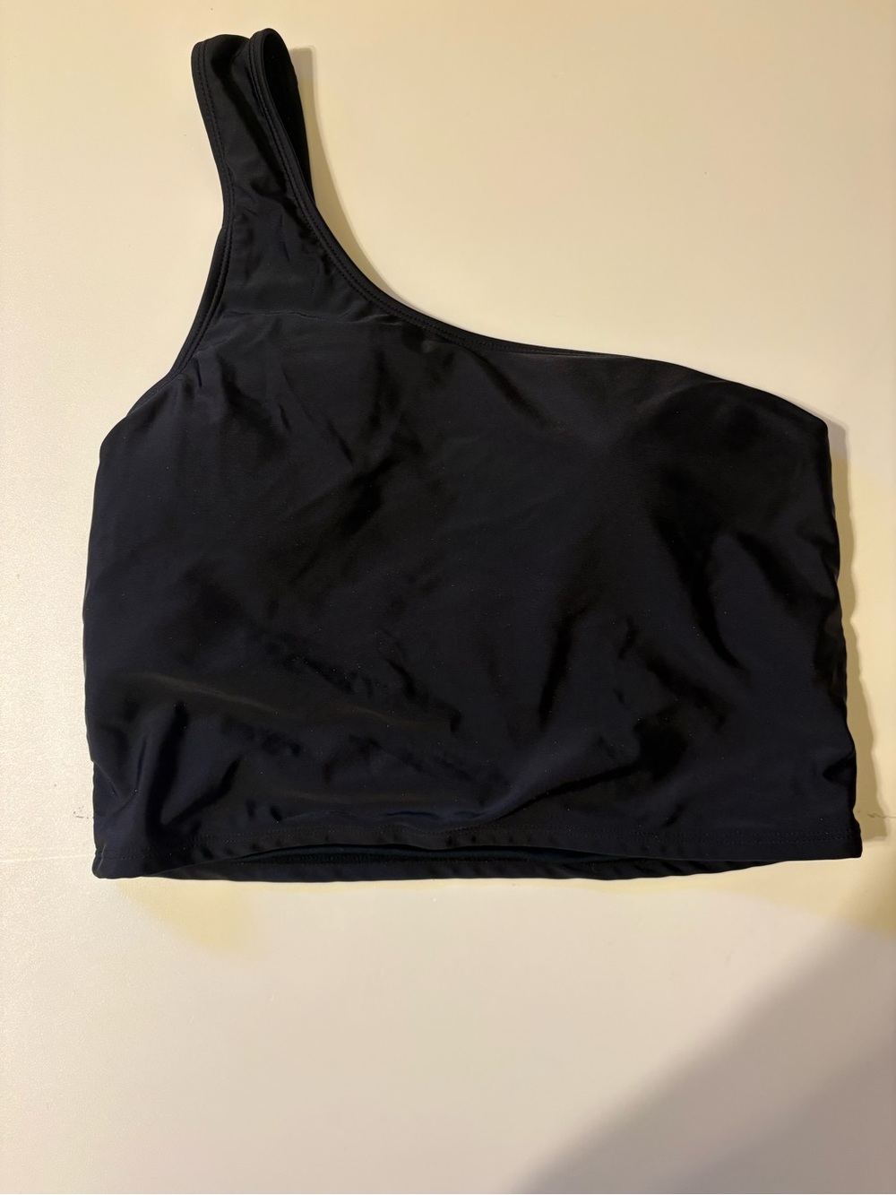 Black One-Shoulder Women’s One-Piece Swim Top